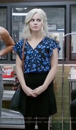 Liv’s black and blue floral top on iZombie