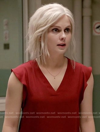 Liv’s red v-neck top on iZombie