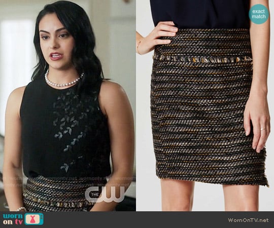 Loft Fringe Tweed Wrap Skirt worn by Veronica Lodge (Camila Mendes) on Riverdale