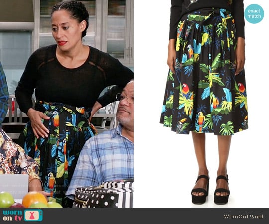 Marc Jacobs Parrot Belted Full Skirt worn by Rainbow Johnson (Tracee Ellis Ross) on Black-ish