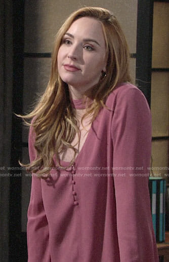 Mariah’s pink choker blouse on The Young and the Restless