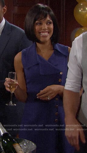 Maya's blue button front dress on The Bold and the Beautiful