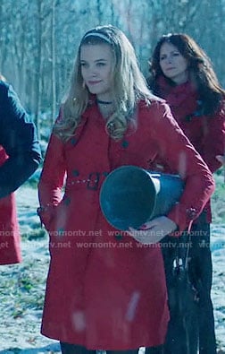 Polly's red trench coat on Riverdale