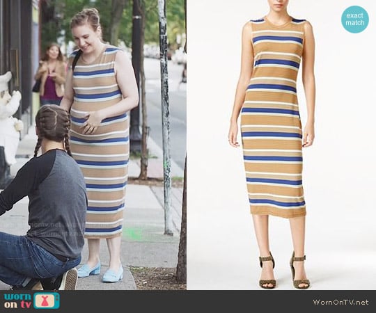 RACHEL Rachel Roy Striped Midi Dress worn by Hannah Horvath (Lena Dunham) on Girls