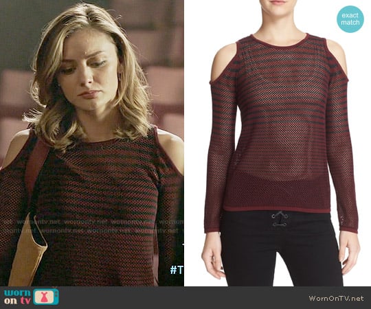 WornOnTV: Megan’s red striped cold-shoulder top on The Arrangement ...