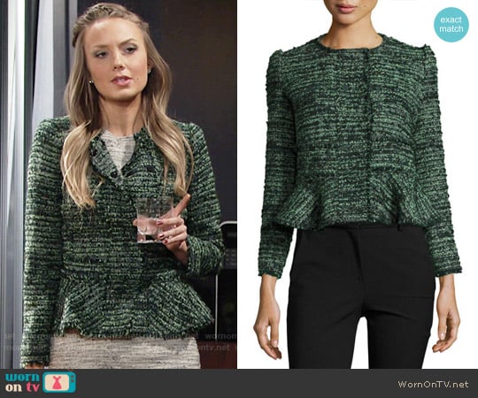 Rebecca Taylor Textured Tweed Peplum Jacket worn by Abby Newman (Melissa Ordway) on The Young and the Restless