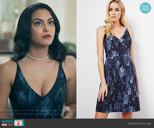RW&Co Floral V-Neck Fit And Flare Dress worn by Veronica Lodge (Camila Mendes) on Riverdale