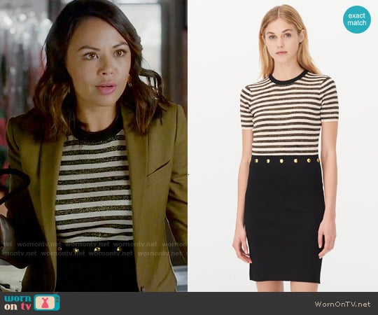 Sandro Redlake Dress worn by Mona Vanderwaal (Janel Parrish) on Pretty Little Liars