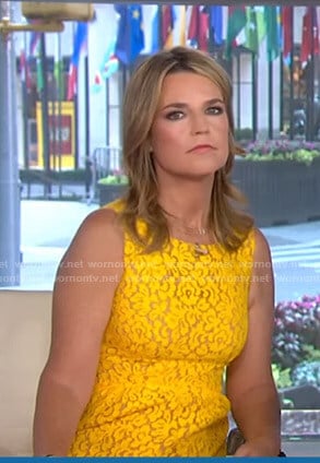 Savannah’s yellow lace sleeveless dress on Today