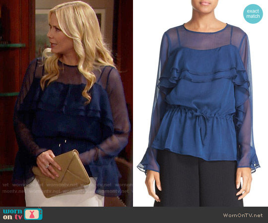 Wornontv Brookes Sheer Blue Ruffled Blouse On The Bold And The