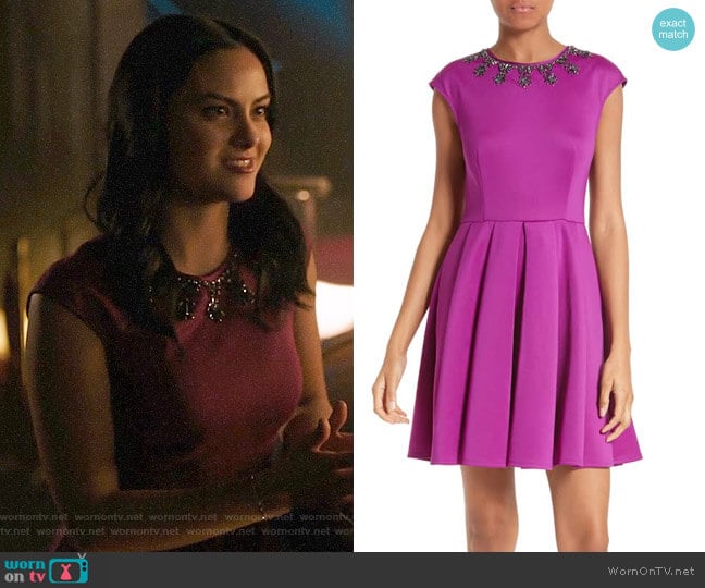 Ted Baker J'adore Embellished Fit & Flare Dress worn by Veronica Lodge (Camila Mendes) on Riverdale