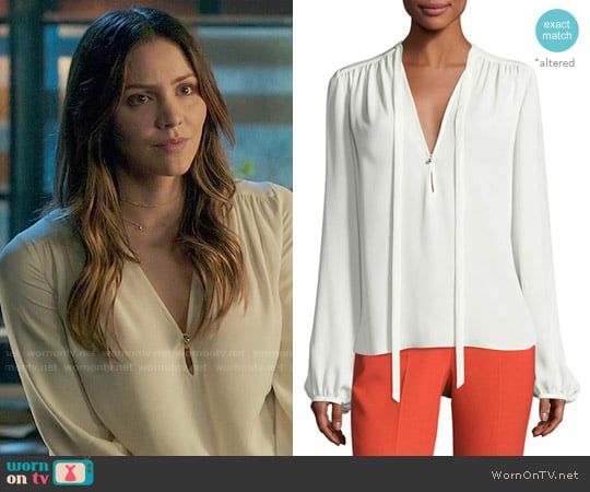 Theory Bernetta Blouse worn by Paige Dineen (Katharine McPhee) on Scorpion