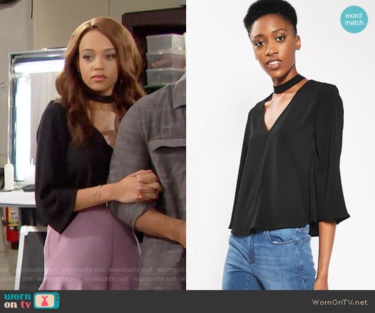 Topshop Choker Blouse worn by Nicole Avant (Reign Edwards) on The Bold and the Beautiful