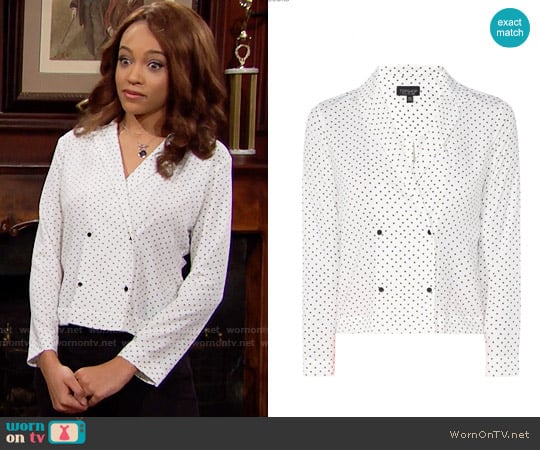 Topshop Cross Print Pyjama Shirt worn by Nicole Avant (Reign Edwards) on The Bold and the Beautiful