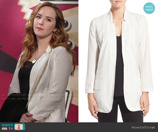 Trouve Pinstripe Split Back Blazer worn by Mariah Copeland (Camryn Grimes) on The Young and the Restless