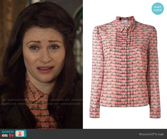 RED Valentino Heart Print Shirt worn by Belle (Emilie de Ravin) on Once Upon A Time