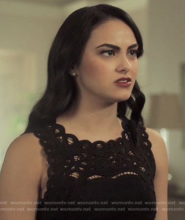 Veronica's black lace panel dress on Riverdale