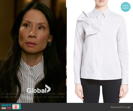 Victoria Beckham Knot Stripe Shirt worn by Joan Watson (Lucy Liu) on Elementary