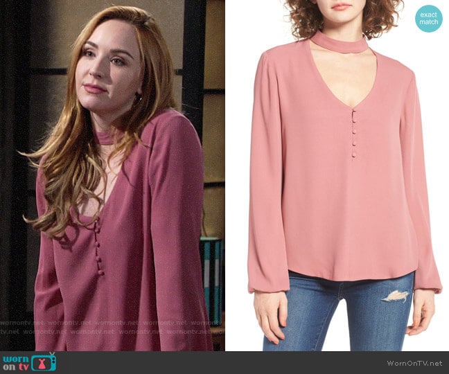 WAYF Sweet Symphony V-Neck Blouse worn by Mariah Copeland (Camryn Grimes) on The Young and the Restless