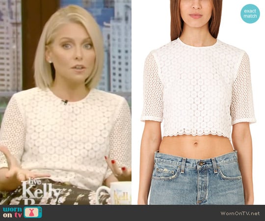 Fremont Eyelet Crop Top by  A.L.C. worn by Kelly Ripa on Live with Kelly and Mark