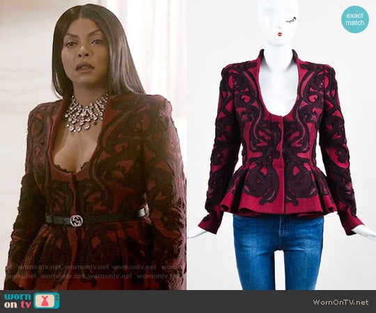 Alexander McQueen Brocade Peplum Jacket worn by Cookie Lyon (Taraji P. Henson) on Empire