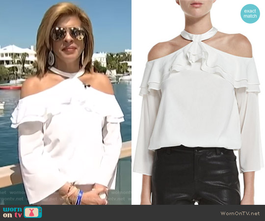 Layla Cold-Shoulder Ruffle Blouson Top by Alice + Olivia worn by Hoda Kotb on Today