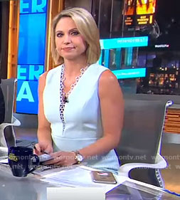 Amy’s blue lace trimed neck dress on Good Morning America