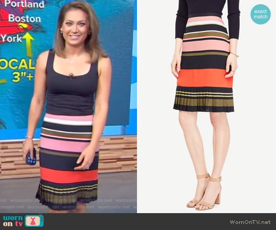 Fluted Striped Skirt by Ann Taylor worn by Ginger Zee on Good Morning America