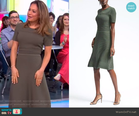 Fit and Flare Sweater Dress by Banana Republic worn by Ginger Zee on Good Morning America