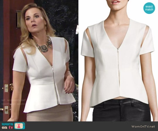 Bcbgmaxazria Cutout Peplum Top worn by Phyllis Newman (Gina Tognoni) on The Young and the Restless