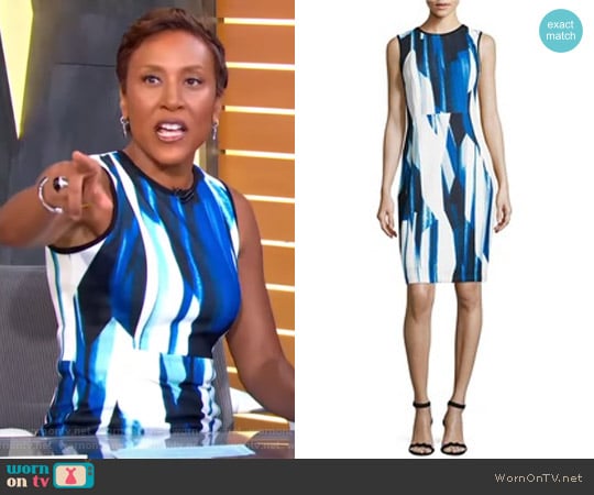 WornOnTV: Robin’s blue print sheath dress on Good Morning America ...
