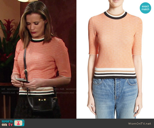 Carven Stripe Trim Sweater worn by Chelsea Lawson (Melissa Claire Egan) on The Young & the Restless