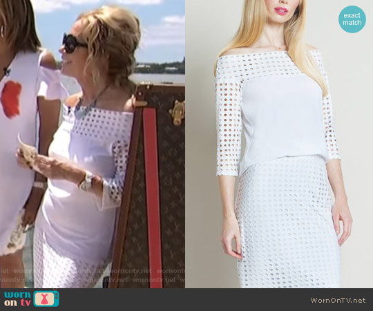 Off Shoulder Perforated Top by Clara Sunwoo worn by Kathie Lee Gifford on Today