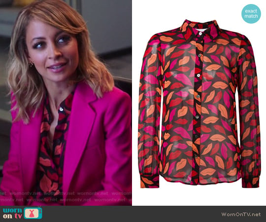 Lips Printed Shirt by Diane von Furstenberg worn by Portia Scott-Griffith (Nicole Richie) on Great News