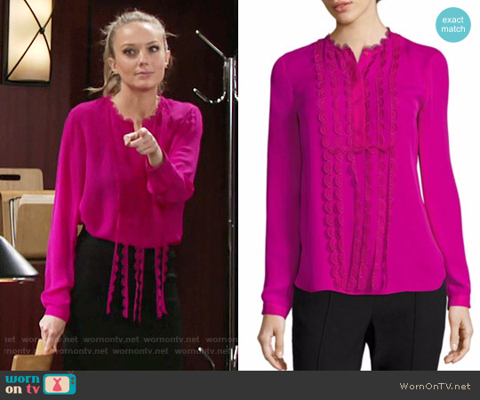 Elie Tahari Antonella Scalloped Silk Blouse worn by Abby Newman (Melissa Ordway) on The Young and the Restless