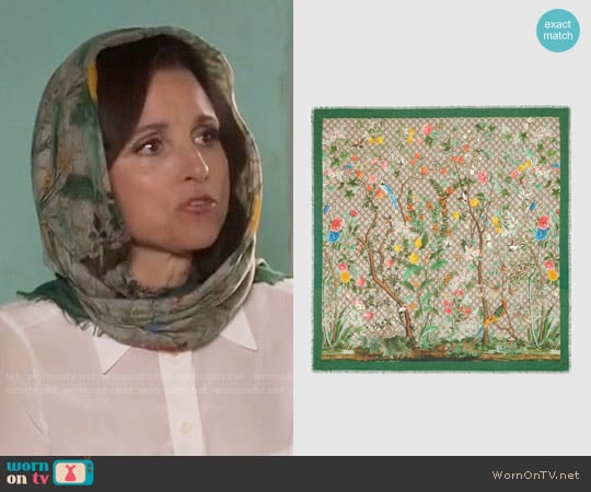 Gucci Tian modal silk shawl worn by Selina Meyer (Julia Louis-Dreyfus) on Veep