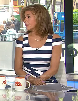 Hoda’s striped cold-shoulder dress on Today