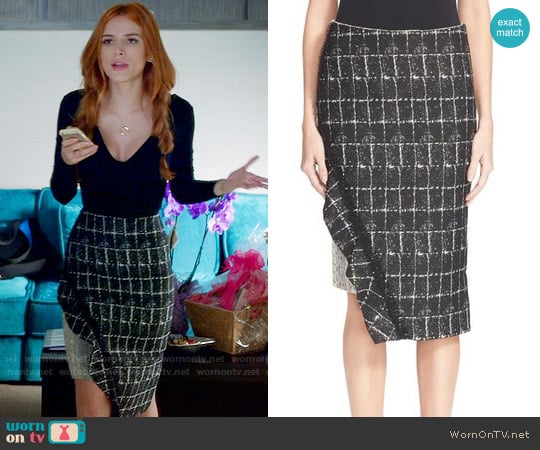 Jonathan Simkhai Asymmetrical Ruffle Pencil Skirt worn by Paige Townsen (Bella Thorne) on Famous in Love