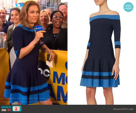 Off Shoulder Flare Dress by Jonathan Simkhai worn by Ginger Zee on Good Morning America