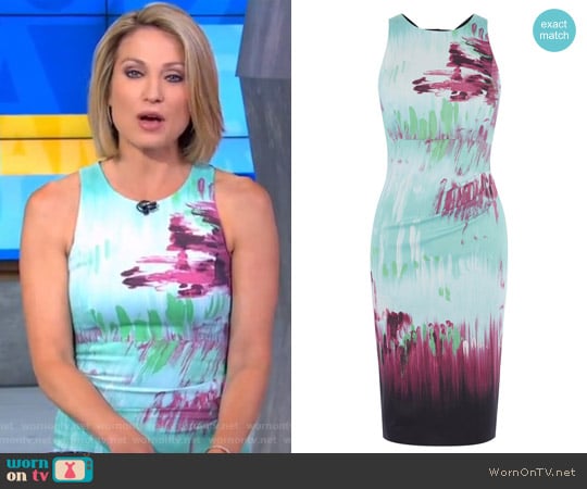 Brushstroke Stretch Pencil Dress by Karen Millen worn by Amy Robach on Good Morning America