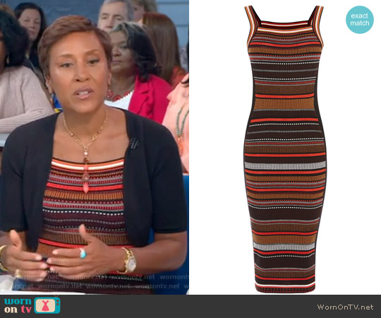 Texture Stripe Knit Dress by Karen Millen worn by Robin Roberts on Good Morning America