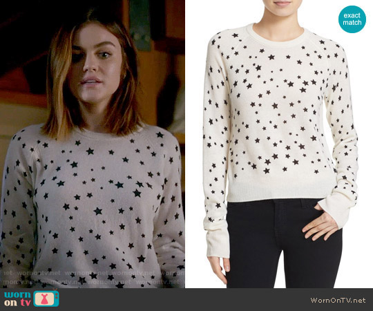 Kate Moss for Equipment Ryder Star Print Sweater worn by Aria Montgomery (Lucy Hale) on Pretty Little Liars