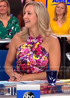 Lara’s white floral cross neck dress on Good Morning America