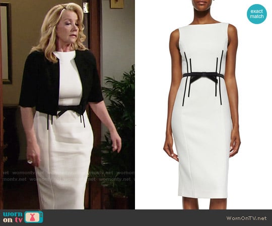 Michael Kors Sleeveless Sheath Dress w/Bow Belt worn by Nikki Reed Newman (Melody Thomas-Scott) on The Young and the Restless