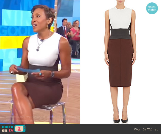 WornOnTV: Robin’s white and brown colorblock dress on Good Morning ...