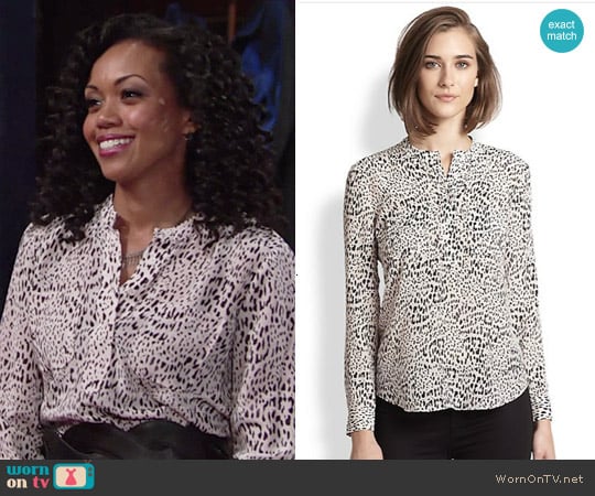 Rebecca Taylor Silk Leopard-Print Blouse worn by Hilary Curtis (Mishael Morgan) on The Young and the Restless