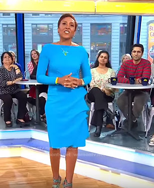 WornOnTV: Robin’s blue long sleeve sheath dress on Good Morning America ...