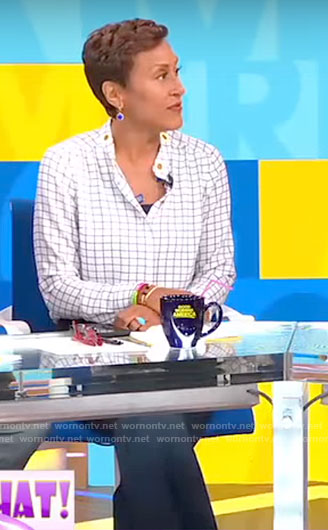 Robin’s white grid blouse and sailor pants on Good Morning America
