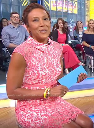 Robin’s pink lace dress on Good Morning America