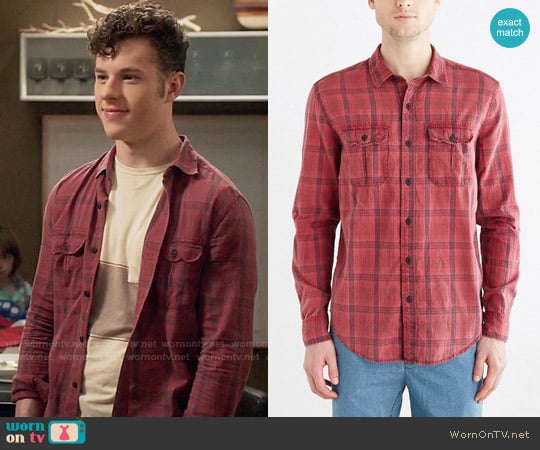 Salt Valley Acid Washed Plaid Button-Down Workshirt in Red worn by Luke Dunphy (Nolan Gould) on Modern Family